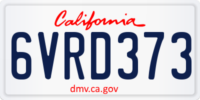 CA license plate 6VRD373