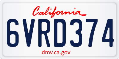 CA license plate 6VRD374
