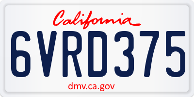 CA license plate 6VRD375