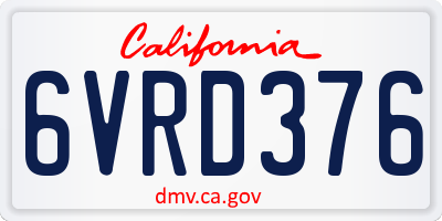 CA license plate 6VRD376