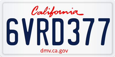 CA license plate 6VRD377