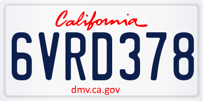 CA license plate 6VRD378
