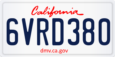 CA license plate 6VRD380