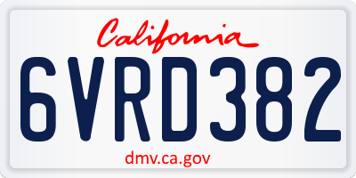 CA license plate 6VRD382