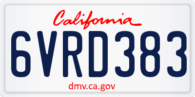 CA license plate 6VRD383