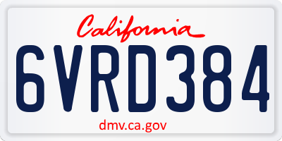 CA license plate 6VRD384