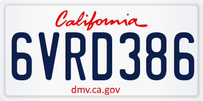 CA license plate 6VRD386