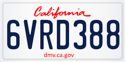 CA license plate 6VRD388