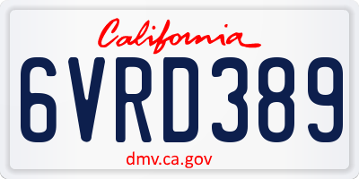 CA license plate 6VRD389