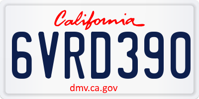 CA license plate 6VRD390