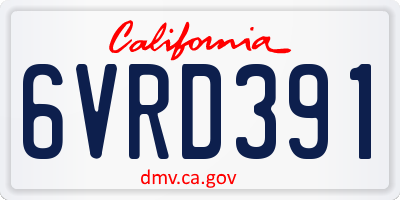 CA license plate 6VRD391