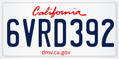 CA license plate 6VRD392