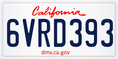 CA license plate 6VRD393