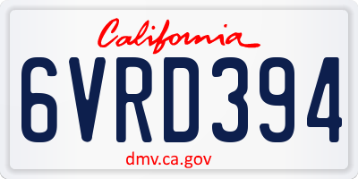 CA license plate 6VRD394