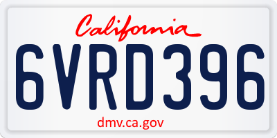 CA license plate 6VRD396