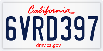 CA license plate 6VRD397