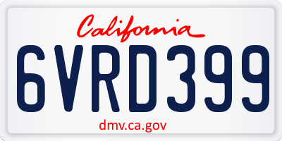 CA license plate 6VRD399