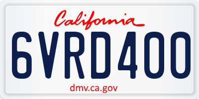 CA license plate 6VRD400