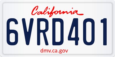 CA license plate 6VRD401
