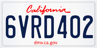 CA license plate 6VRD402