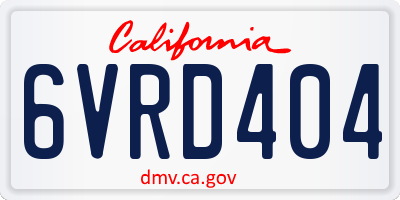 CA license plate 6VRD404