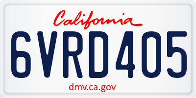 CA license plate 6VRD405