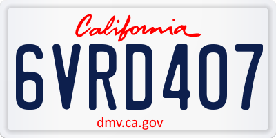CA license plate 6VRD407