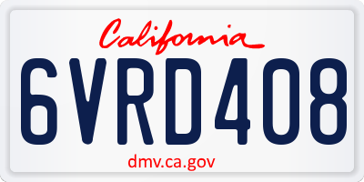 CA license plate 6VRD408