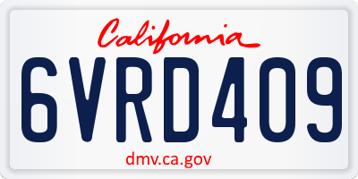 CA license plate 6VRD409