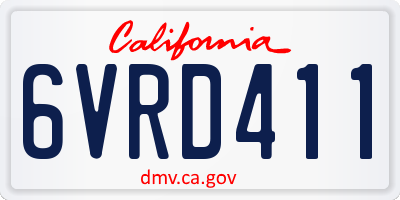 CA license plate 6VRD411