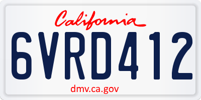 CA license plate 6VRD412