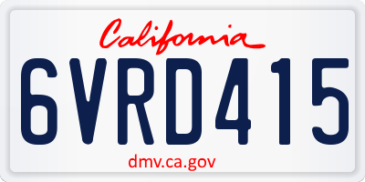 CA license plate 6VRD415
