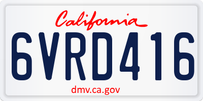 CA license plate 6VRD416