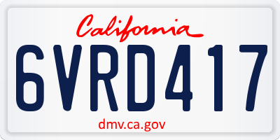 CA license plate 6VRD417