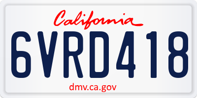 CA license plate 6VRD418