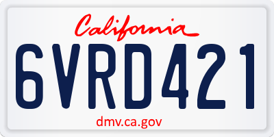 CA license plate 6VRD421