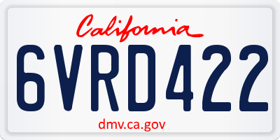 CA license plate 6VRD422