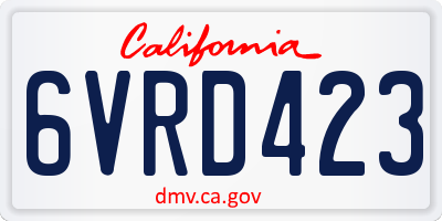 CA license plate 6VRD423