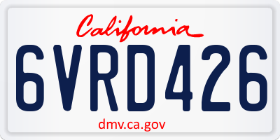 CA license plate 6VRD426