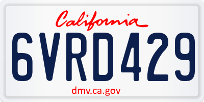 CA license plate 6VRD429