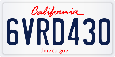 CA license plate 6VRD430