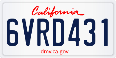 CA license plate 6VRD431