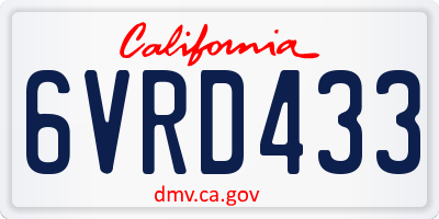 CA license plate 6VRD433