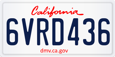 CA license plate 6VRD436