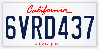 CA license plate 6VRD437