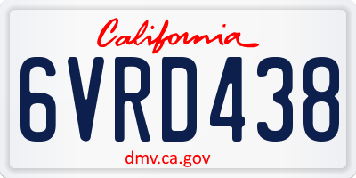 CA license plate 6VRD438