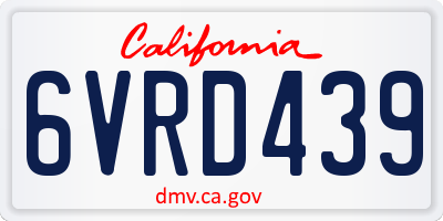 CA license plate 6VRD439