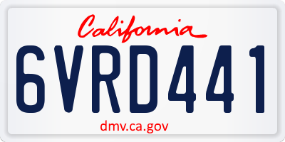 CA license plate 6VRD441