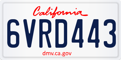 CA license plate 6VRD443
