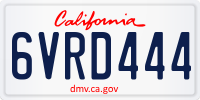 CA license plate 6VRD444